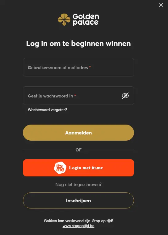 Inloggen bij GOLDENPALACE
