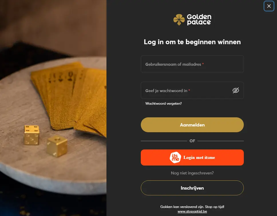 Registratie bij GOLDENPALACE
